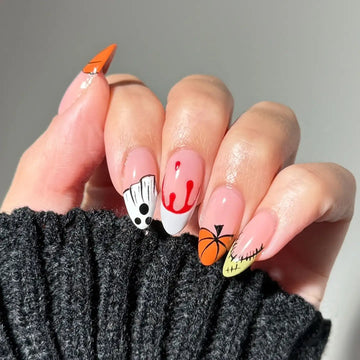 Handmade Spooky Blood Drip Ghost Halloween Press on Nails B49