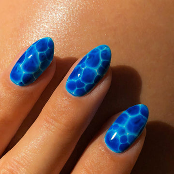 Realistic Pool Water Press-On Nails – Summer Blue 3D Gel Design M06
