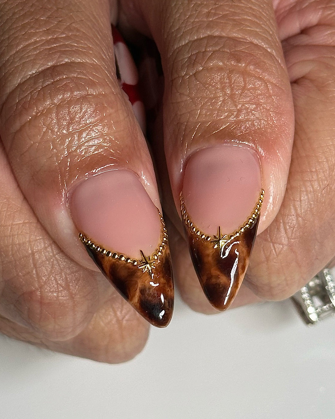 Handmade Red Cherry Gold Accent Swirl Nail Art Press on Nails D94