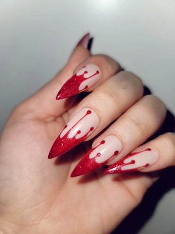Handmade Blood Drip Halloween Press on Nails - Reusable Fingernails X17