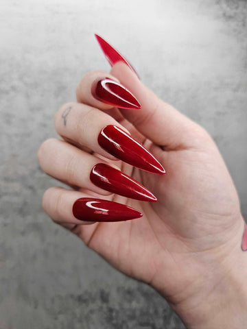 Bloody Brilliant Glossy Red Nails - Custom Handmade Fake Nail