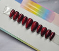 Garnet Magic Cat Eye Red Nails - Custom Handmade Gel Fake Nails