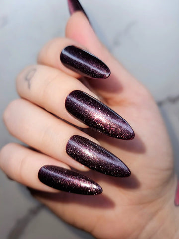 Glitter Dark Night Handmade Press on Nails - Reusable Fingernails
