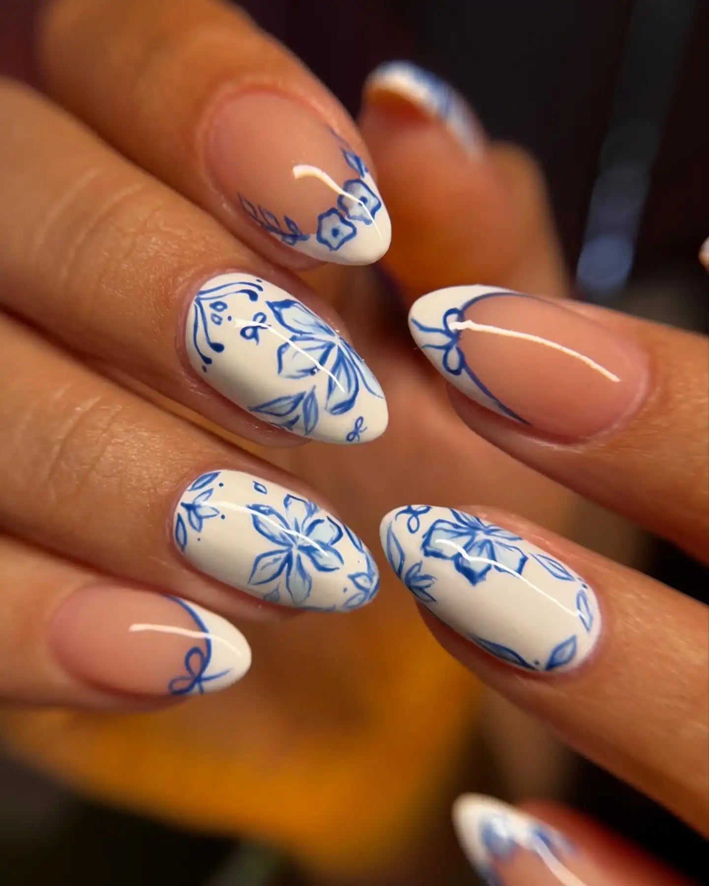 Light Blue Antique Floral Press-On Nails