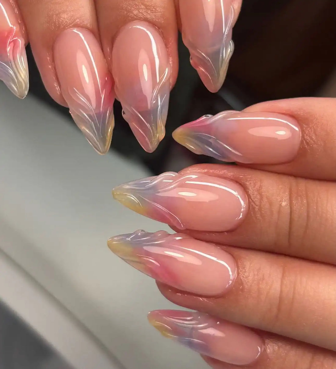 Handmade Colorful 3D French Dream Press on Nails F44