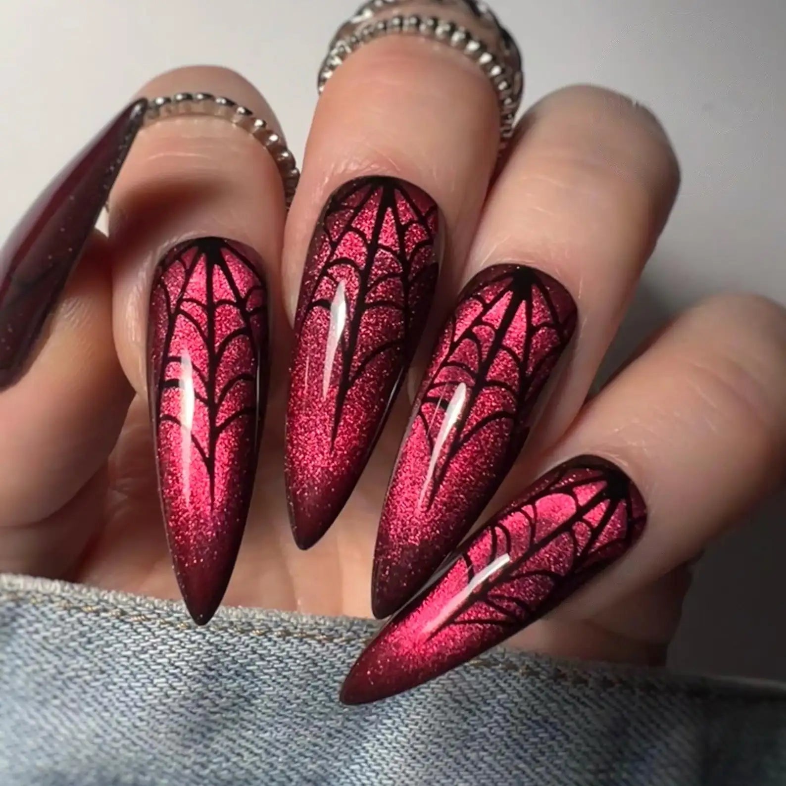 Halloween Cobweb Nail Design Ideas