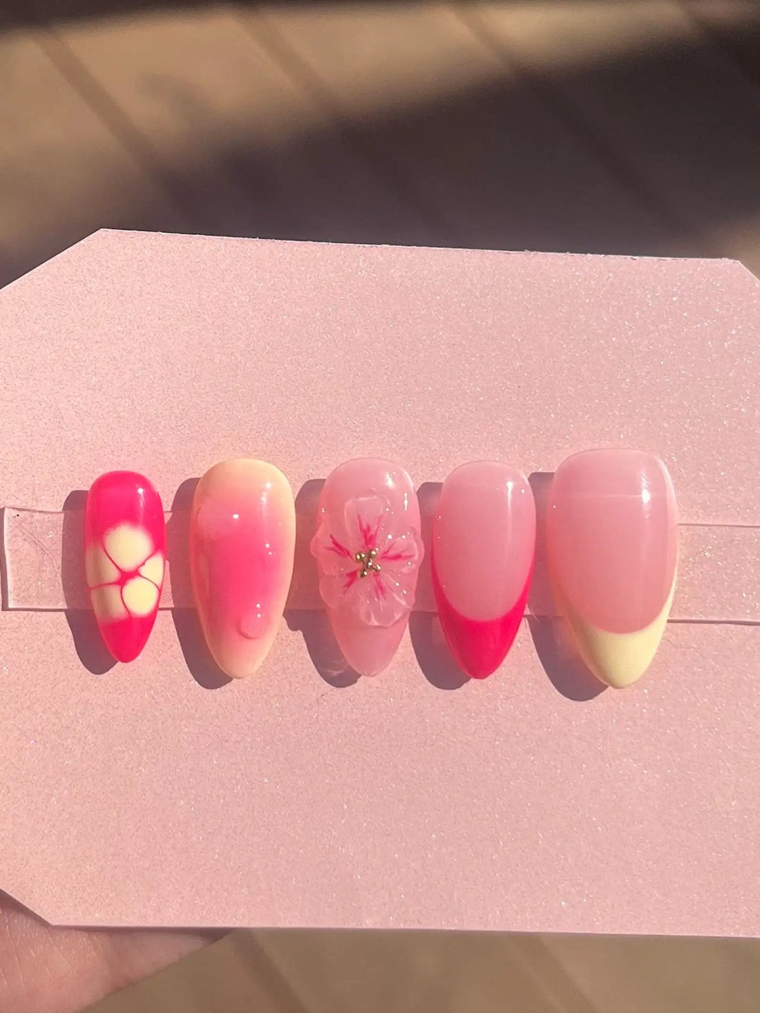 3D Flower Vibrant Simple Summer Custom Handmade Press on Nails Q79