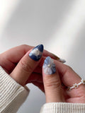 3D Flower Ocean Gold Chrome Press on Nails - Reusable Handmade Fake Nails
