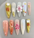 3D Floral Handmade Beautiful Spring Nails - Custom Colorful Design