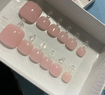 24 Light Pink Press On Fake Toenails - No Need to Measure