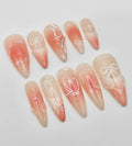 Cute Pink Ombre Fake Nails Custom Design