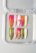 Handmade 3D Colorful Flowers Press on Nails - Spring Summer Nails Design