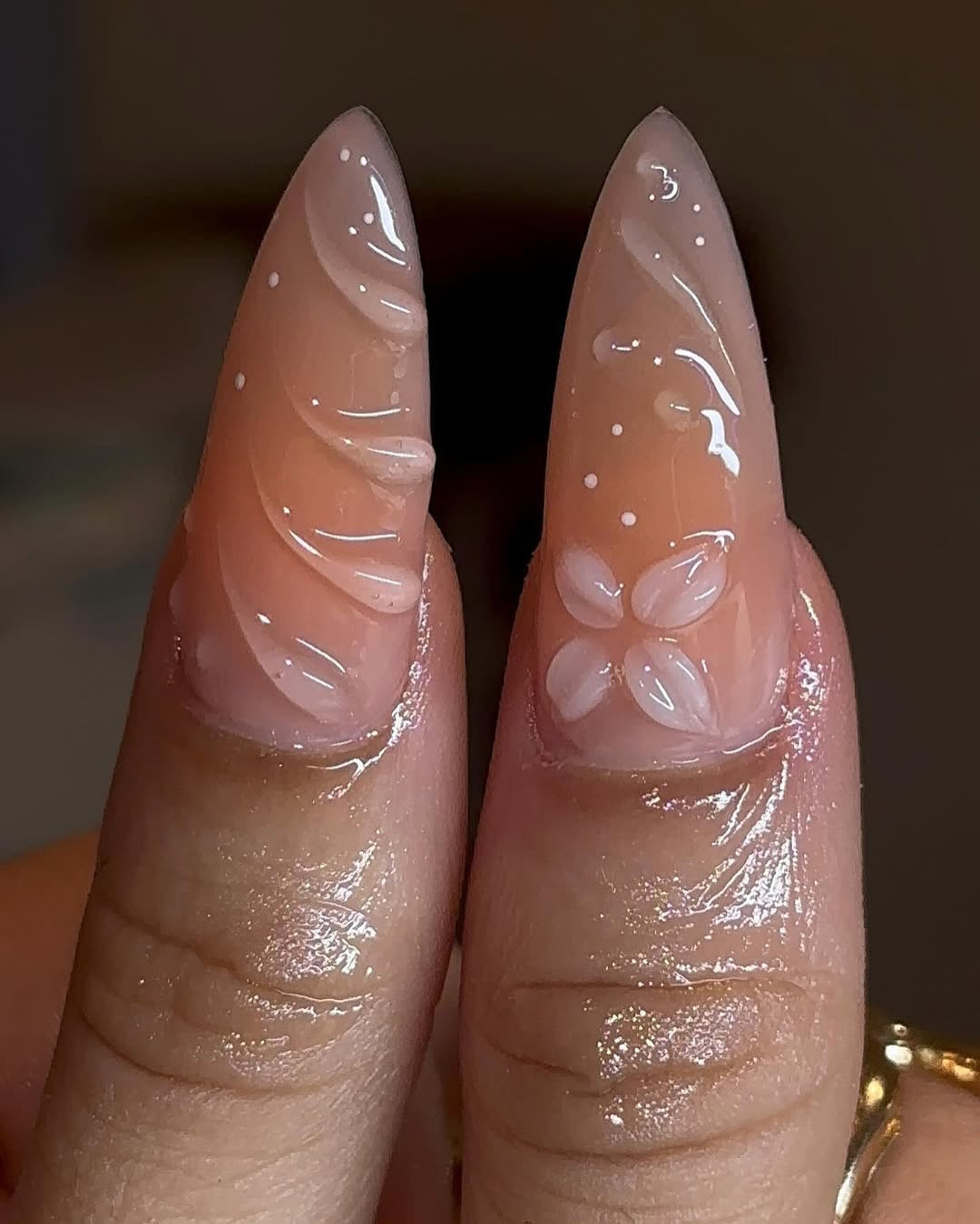 Handmade Orange Gradient Floral Design Nail Art Press on Nails Q52