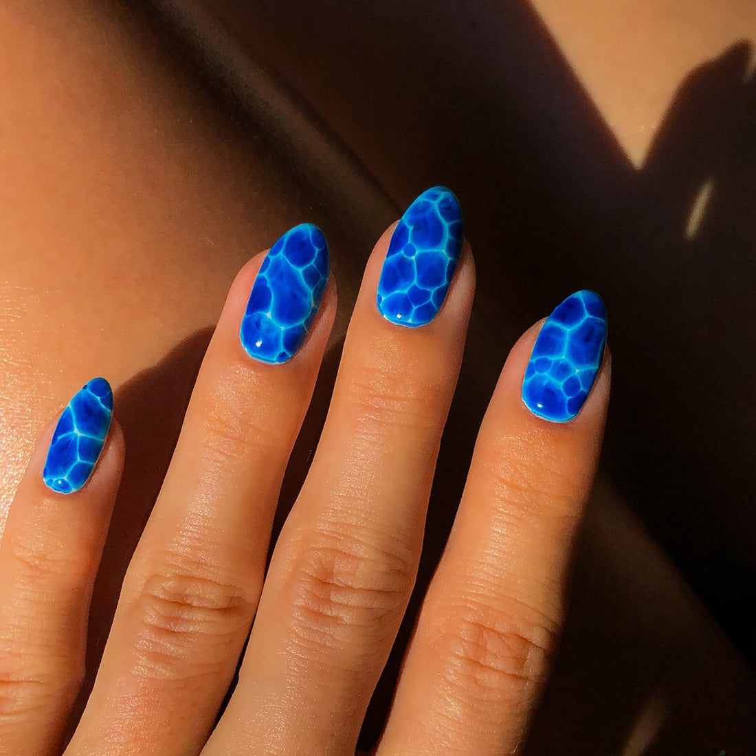 Realistic Pool Water Press-On Nails – Summer Blue 3D Gel Design M06