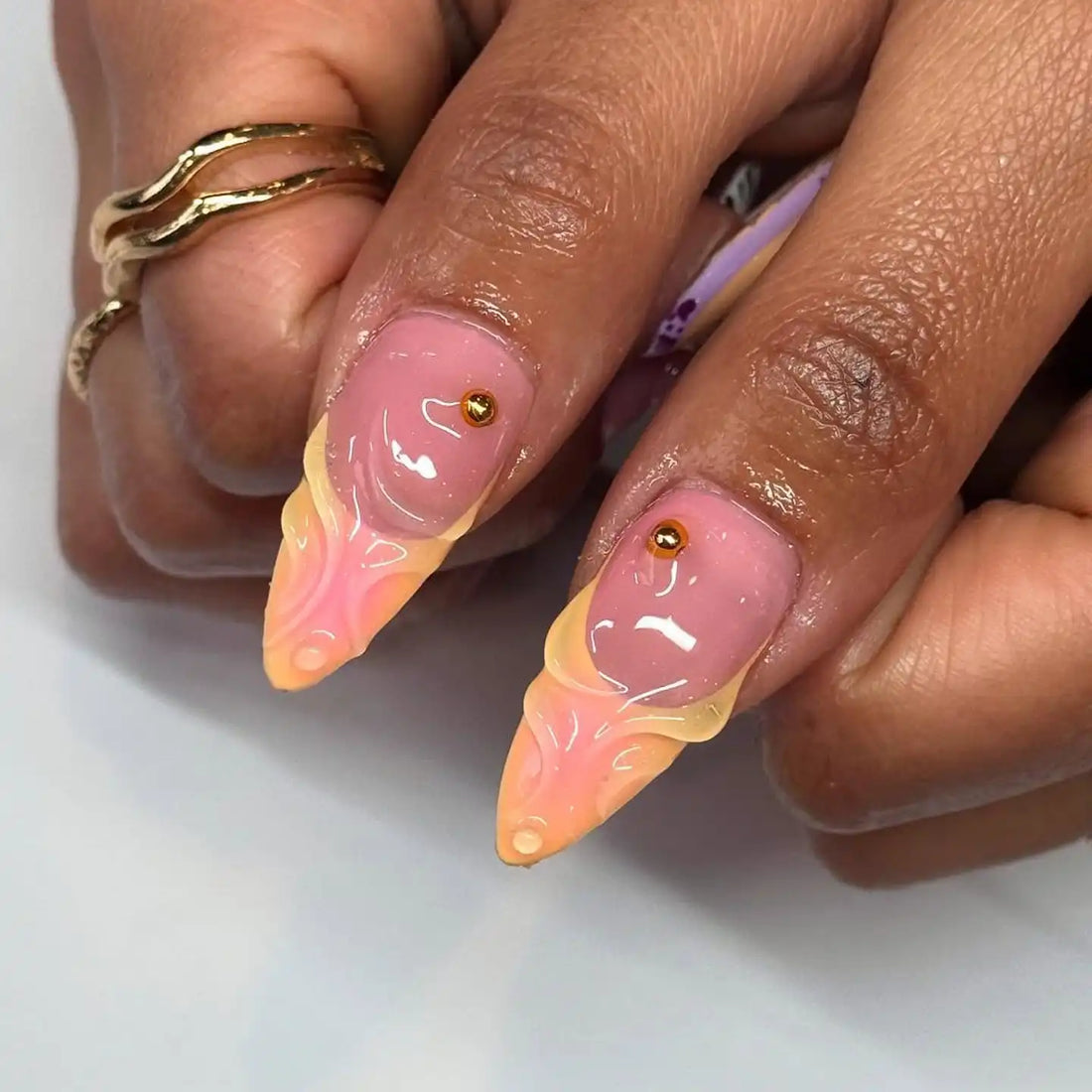 Handmade Colorful 3D Flower Polka Dot Ombre Unique Press on Nails Y04