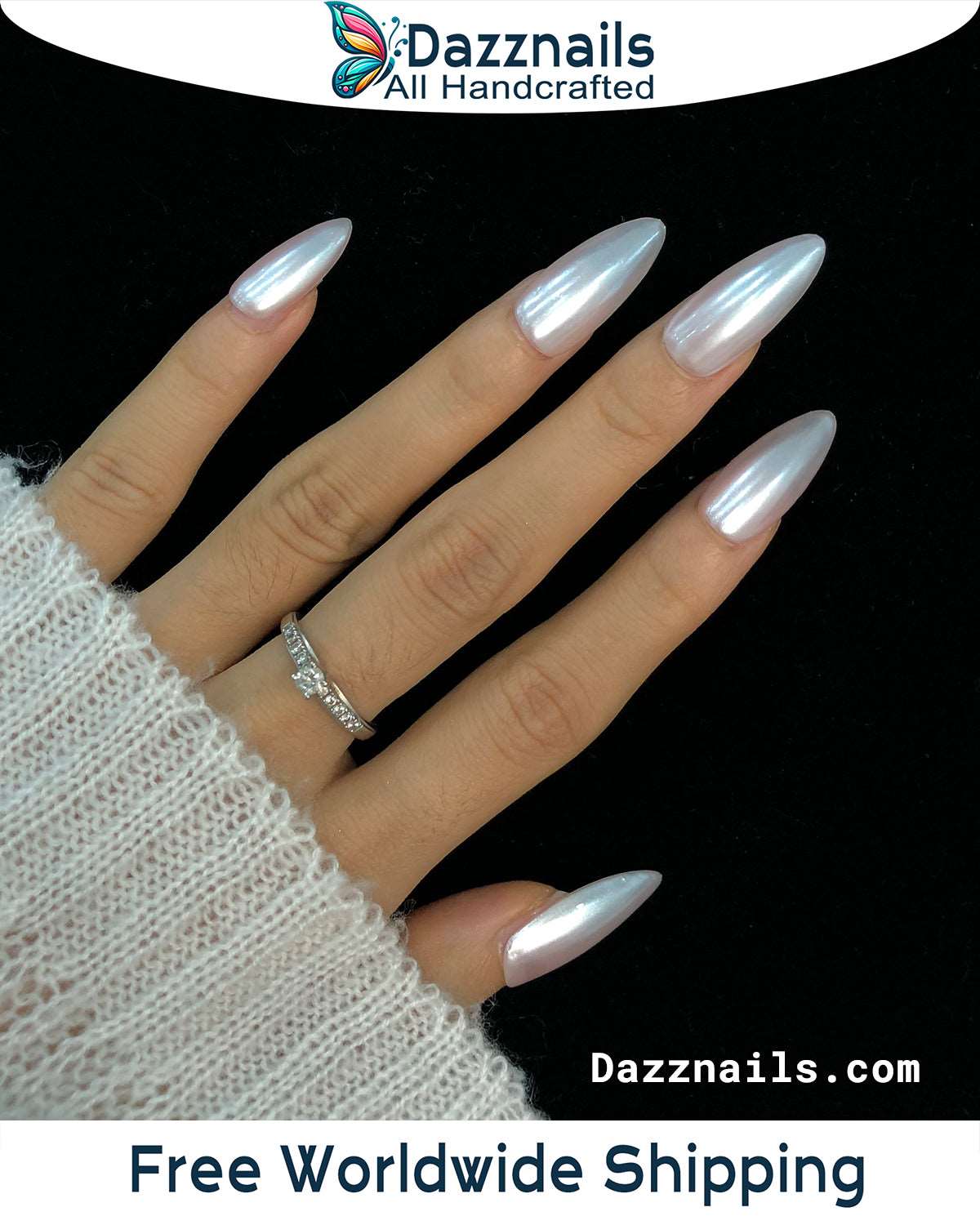 Long Stiletto Press on Nails | Pink Nails | Shiny Aurora Glitters | Hand Made Luxury Nails | Cute Adorable | store Nail Art | Reusable False Nail