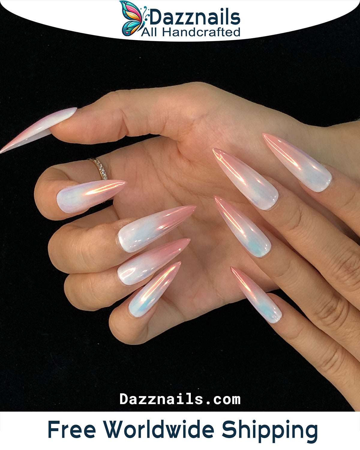 Pink x White 2024 ombre Acrylic Press on Nails