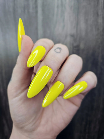 Bight Yellow Summer Glossy Handmade Press on Nails - Reusable Fingernails