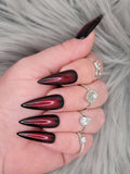 Black and Red Ombre Goth Halloween Handmade Custom Fake Nails