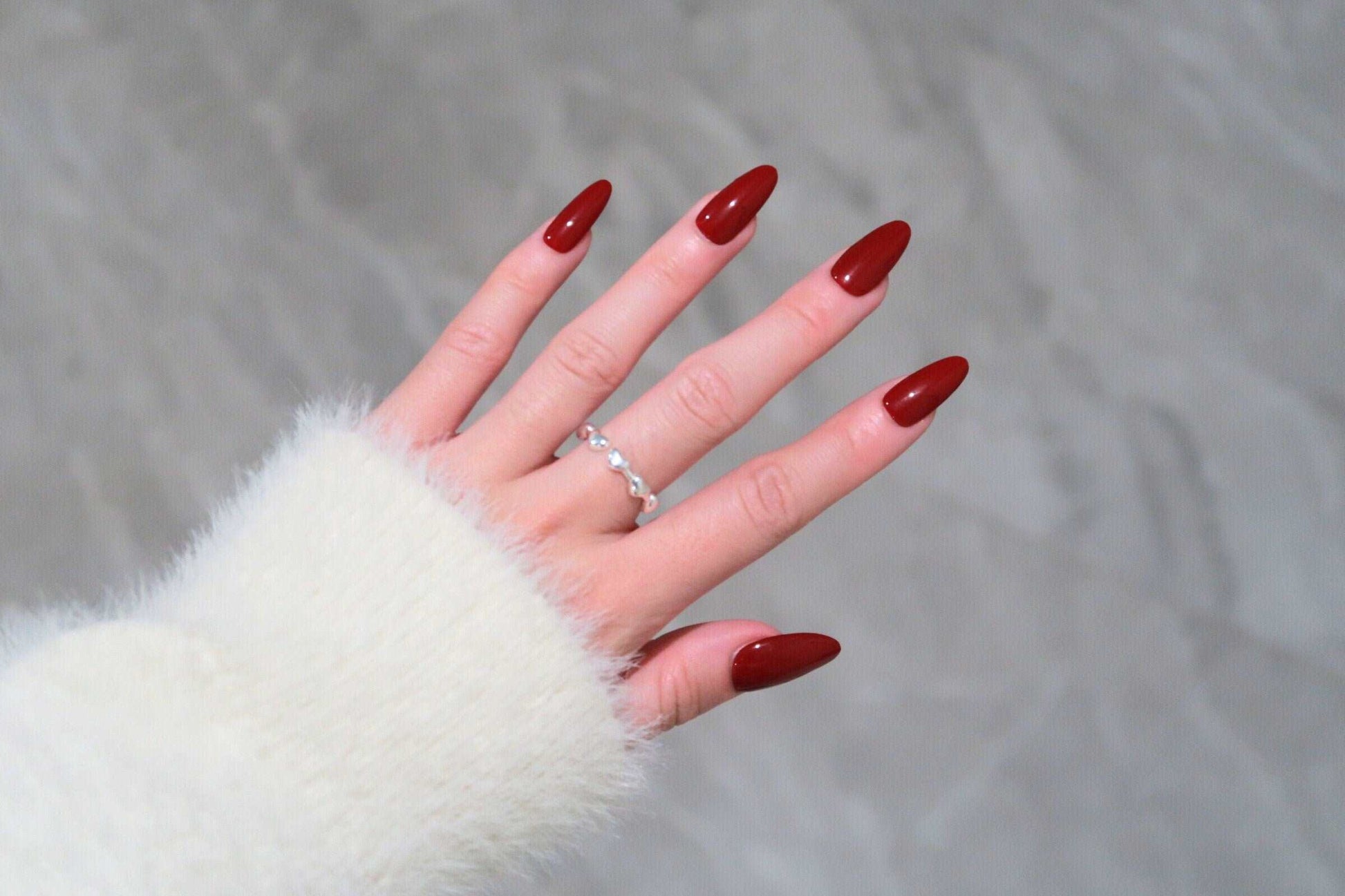 Burgundy Ruby Solid Color Red Nails - Custom Handmade Gel Fake Nail