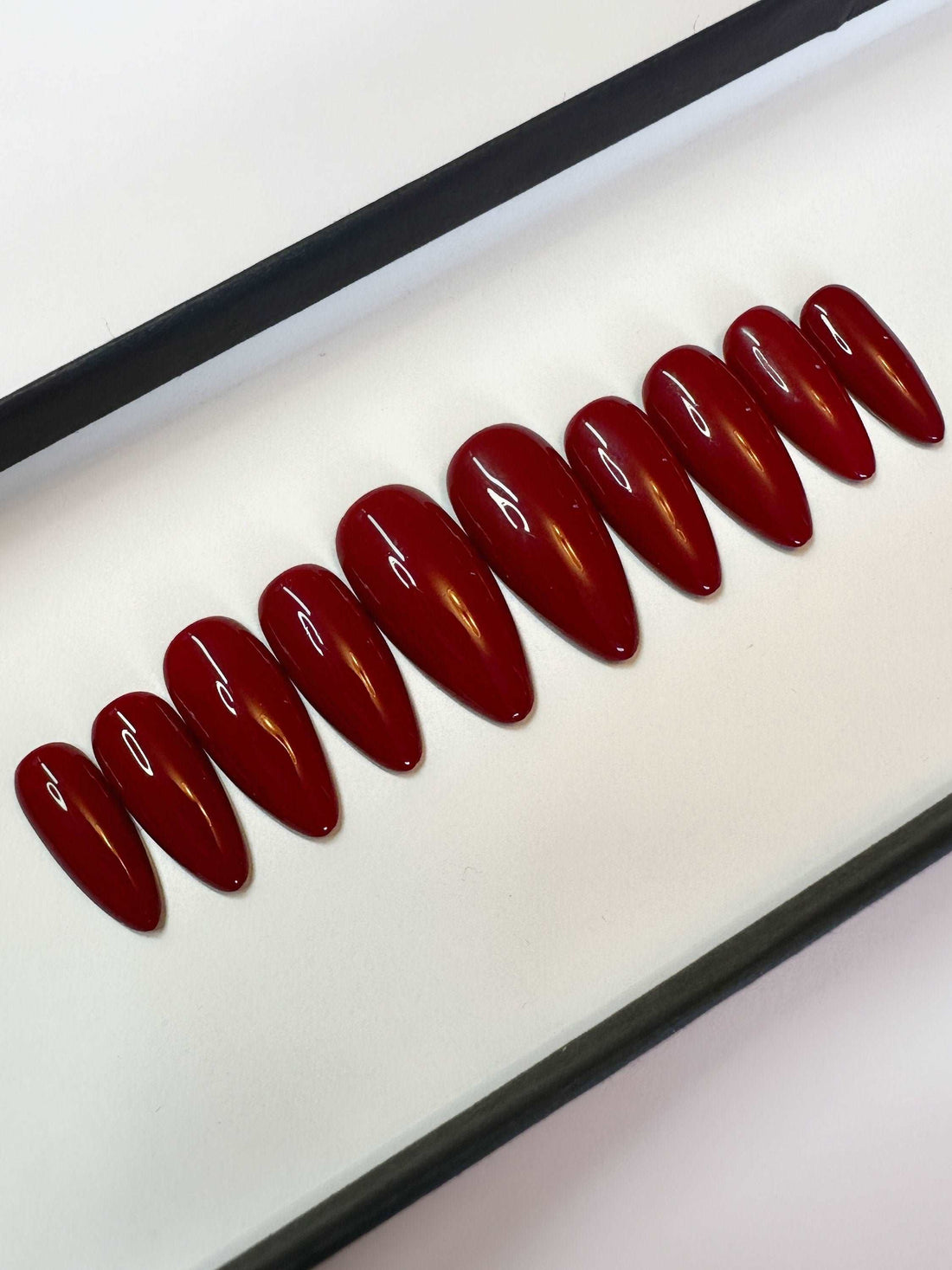 Handmade Cherry Red Nails - Custom Handmade Gel Fake Nail