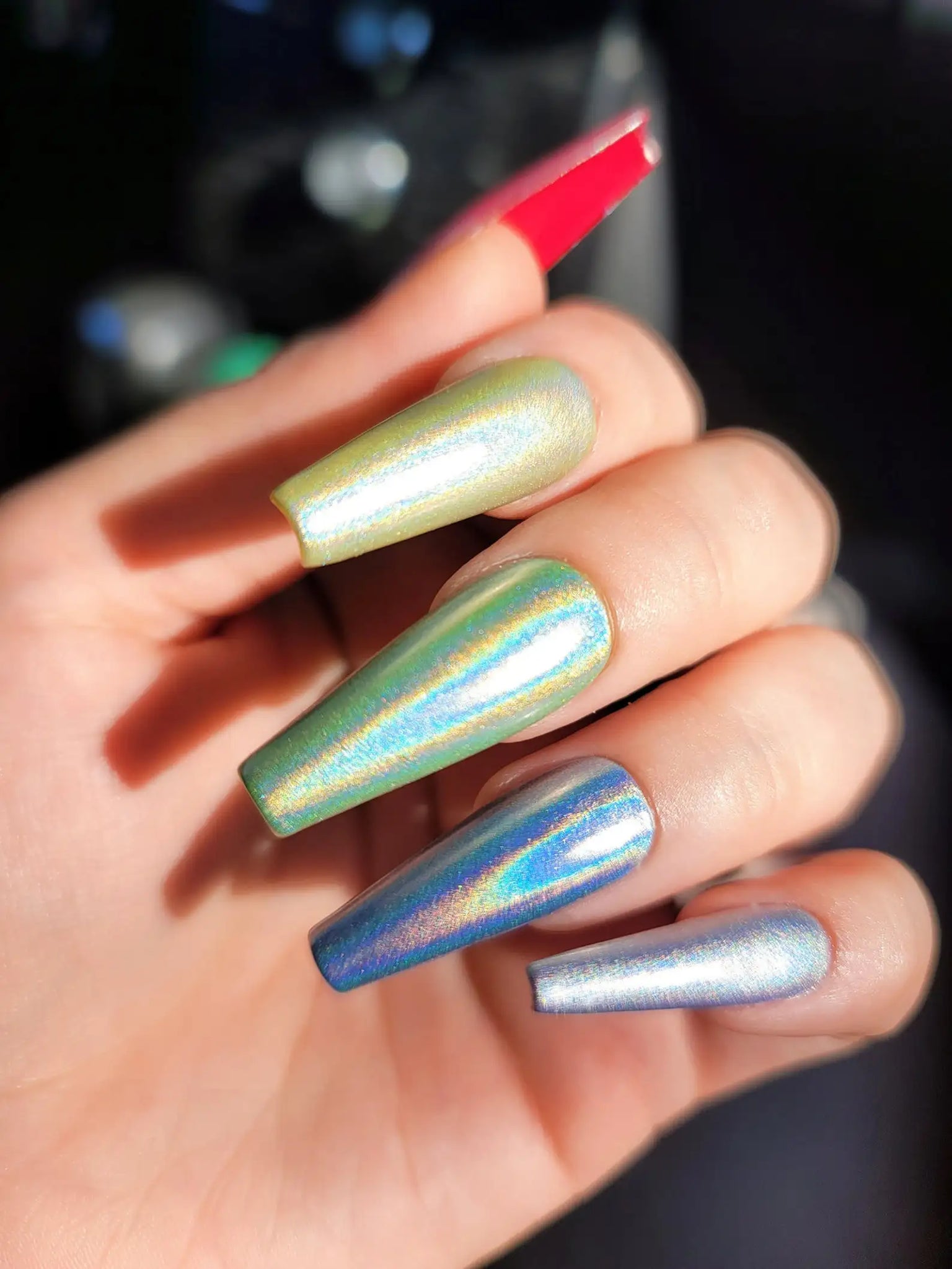 Colorful Chrome Glitter Handmade Press on Nails - Luxury Reusable Fingernails