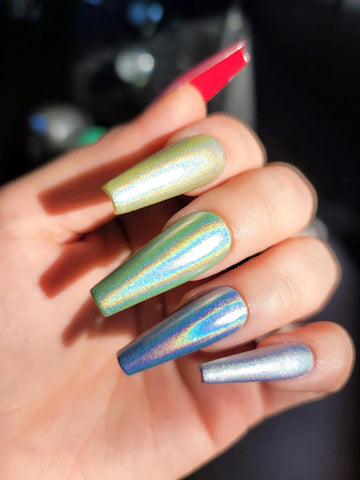 Colorful Chrome Glitter Handmade Press on Nails - Luxury Reusable Fingernails