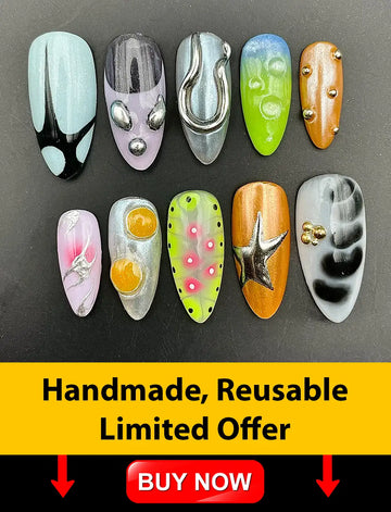 Handmade Freestyle Colorful Y2K Press on Nails - Gothic Reusable Fingernails