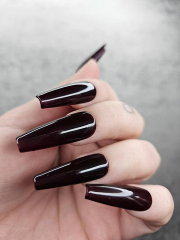 Dark Glossy Custom Handmade Press on Nails - Simple Reusable Fingernails