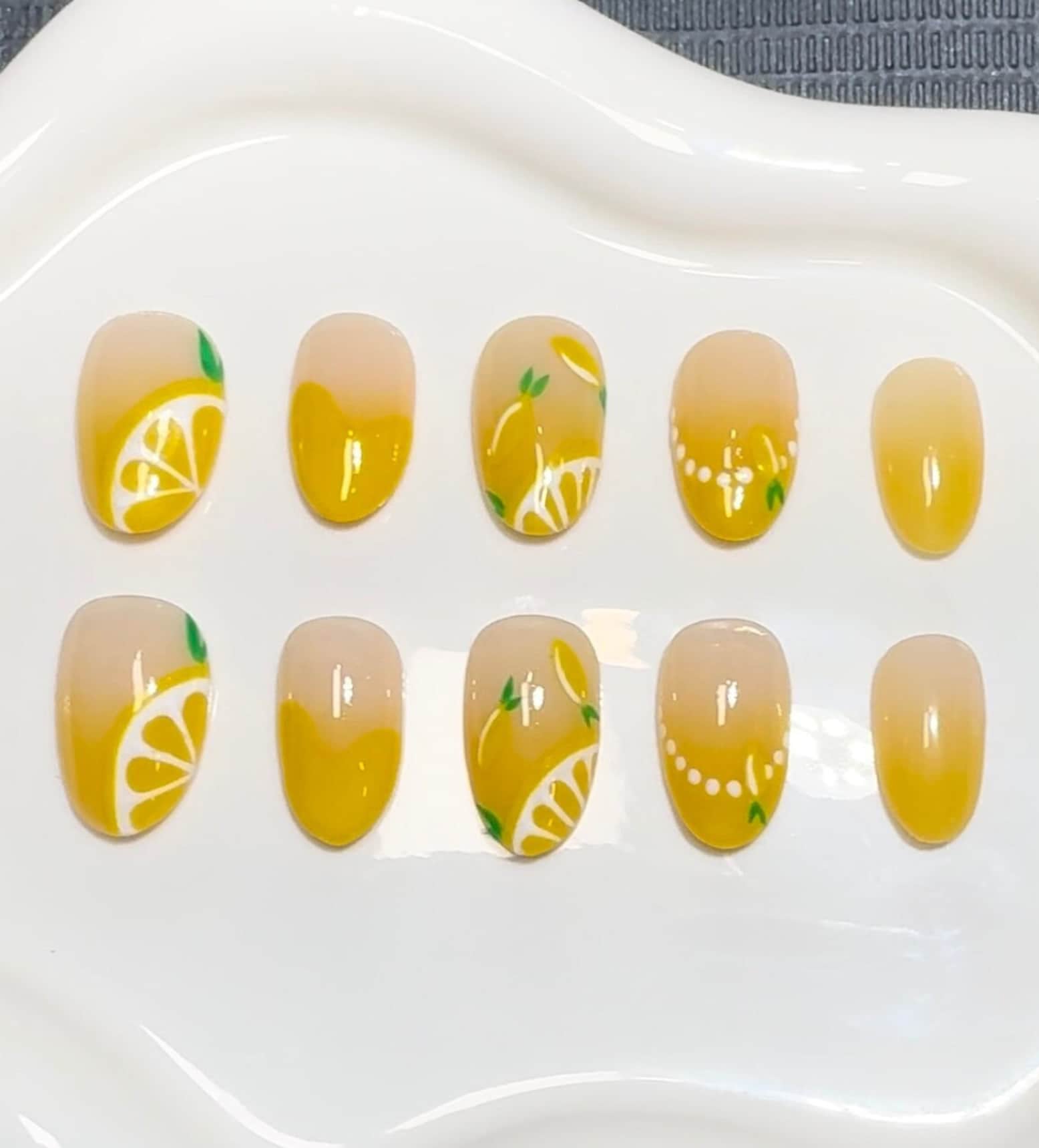 Ombre Lemon Yellow Cute Handmade Custom Press On Nails