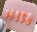 Almond Peach Orange Hawaiian Flowers Handmade Press on Nails