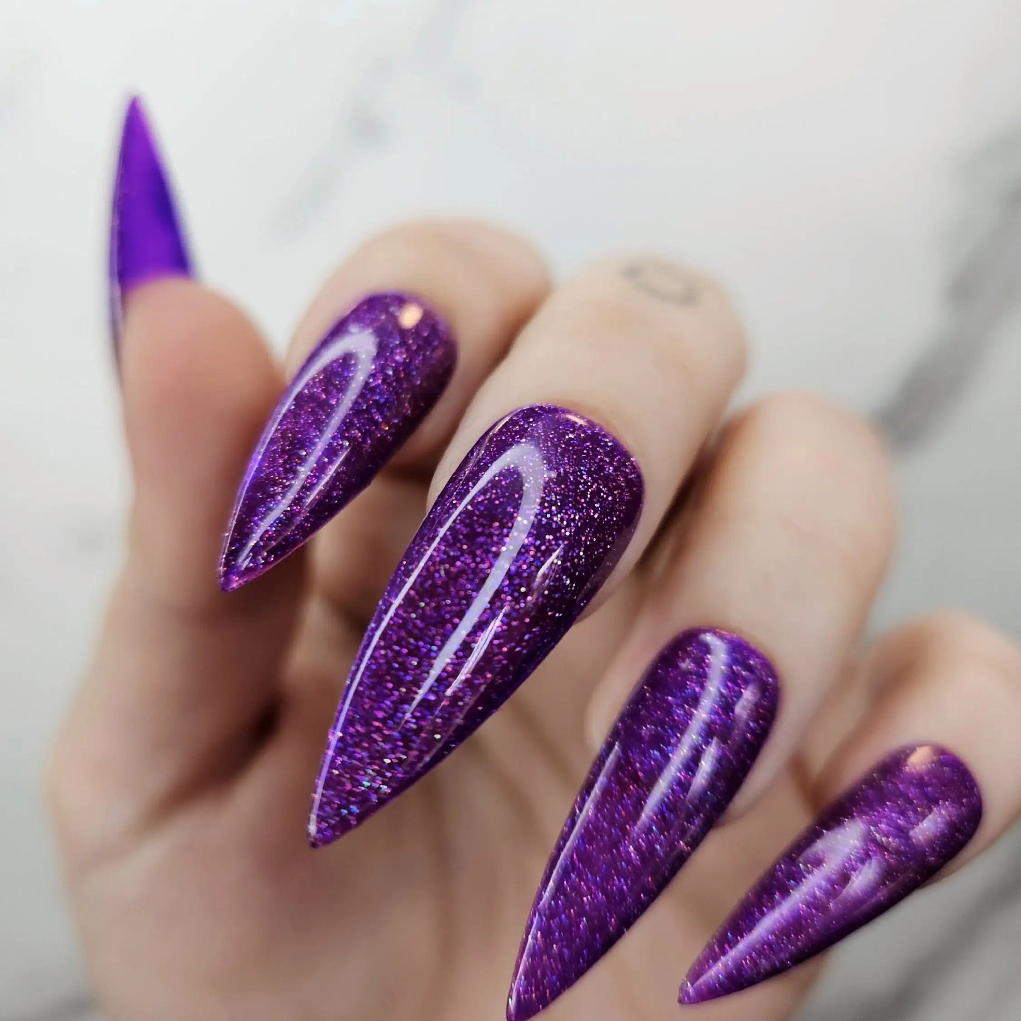 Deep Amethyst Glitter Handmade Press on Nails - Luxury Reusable Fingernails