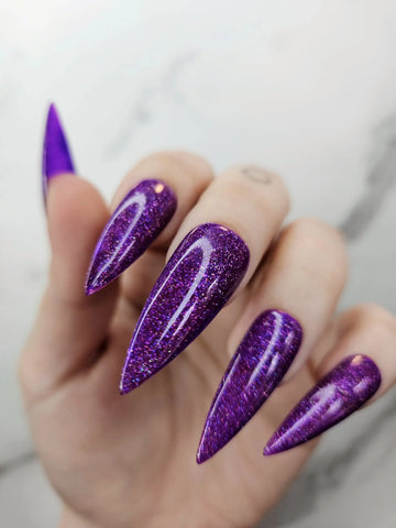 Deep Amethyst Glitter Handmade Press on Nails - Luxury Reusable Fingernails