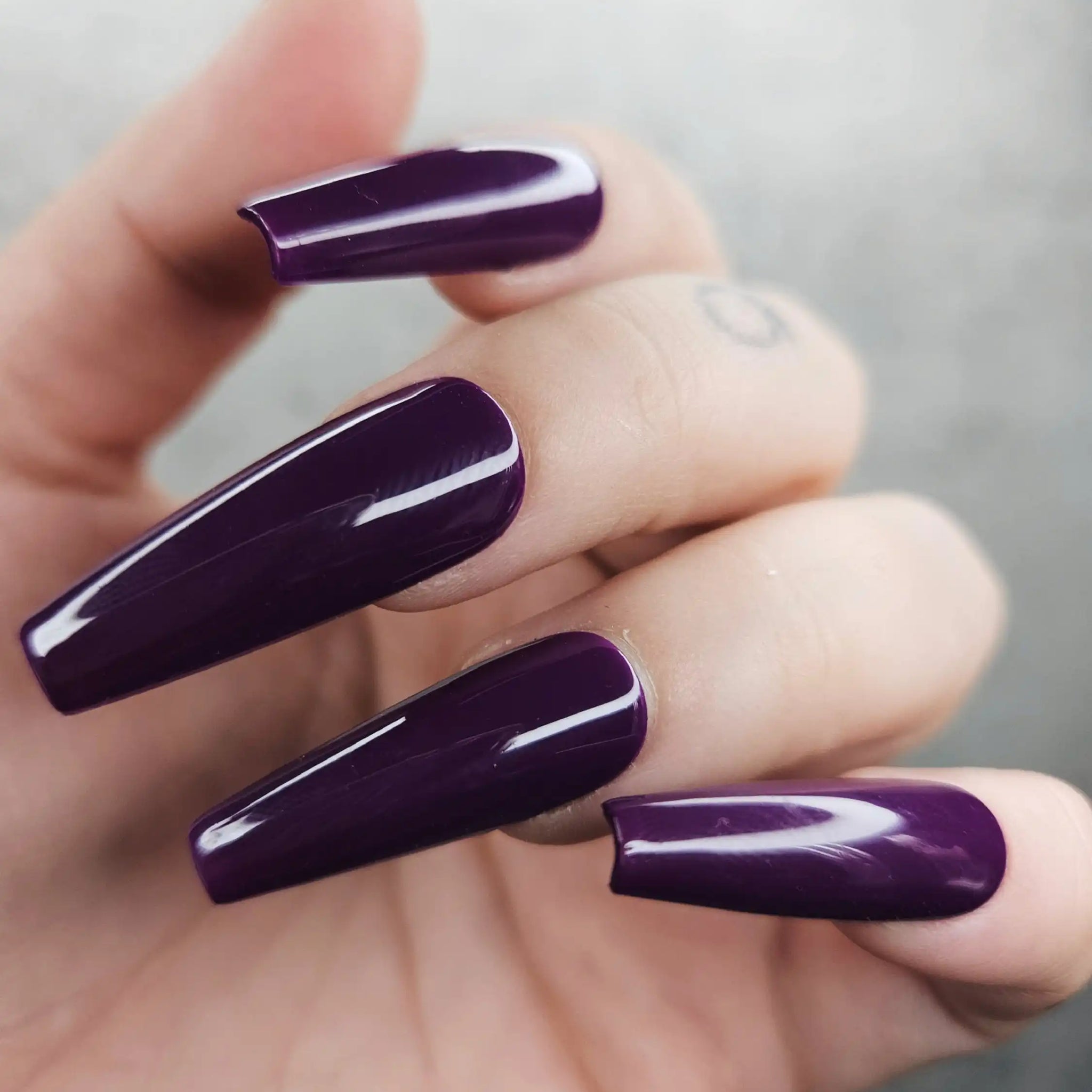 Deep Purple Glossy Handmade Press on Nails - Simple Reusable Fingernails