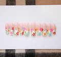 French Tip Colorful Spring Floral Custom Handmade Press on Nails