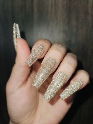 Glitter Day Glossy Handmade Press on Nails - Luxury Reusable Fingernails