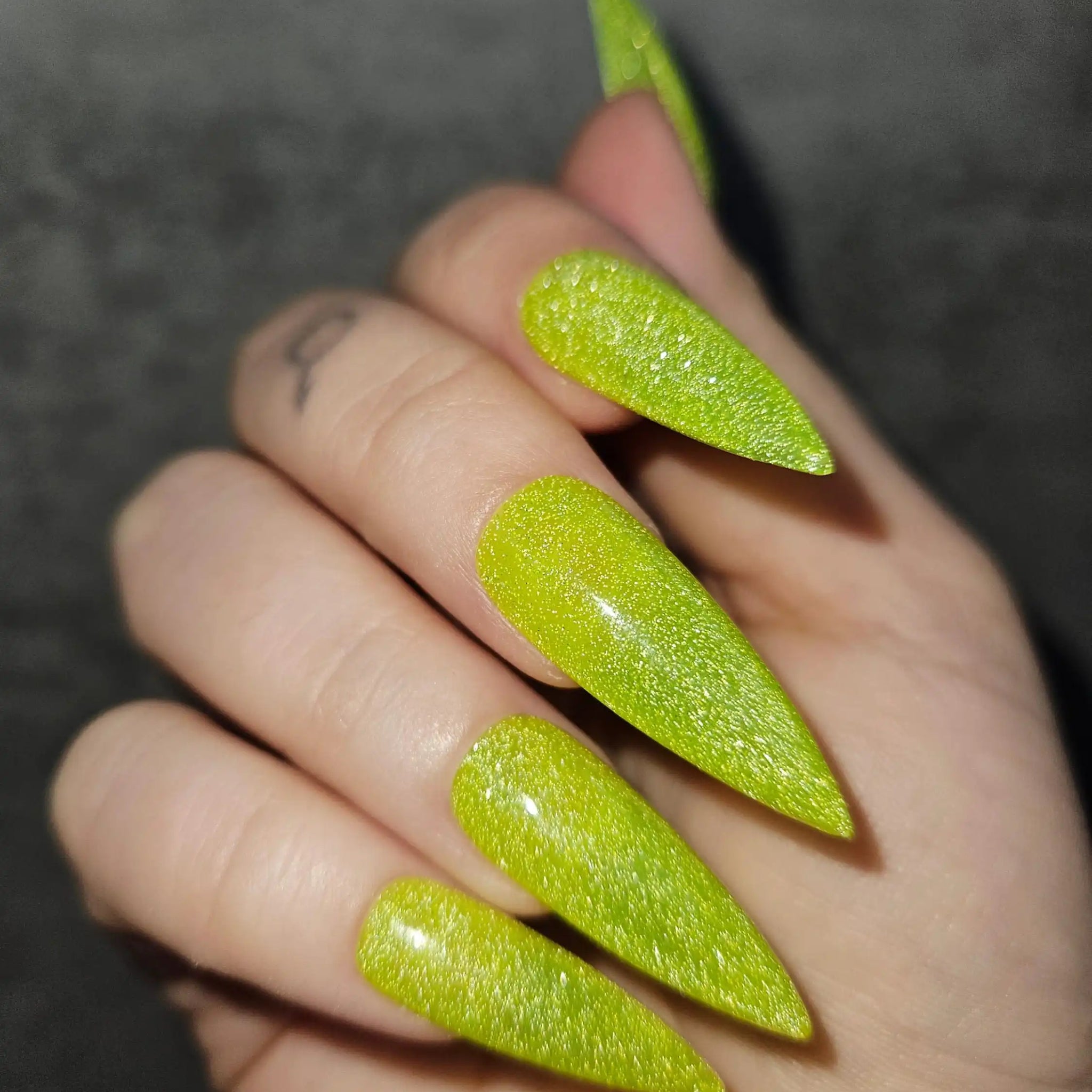 Green Glitter Handmade Press on Nails - Luxury Reusable Fingernails