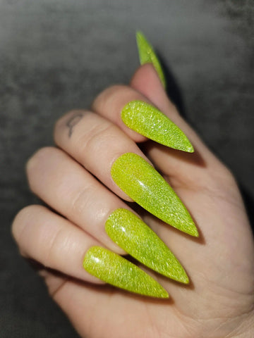 Green Glitter Handmade Press on Nails - Luxury Reusable Fingernails