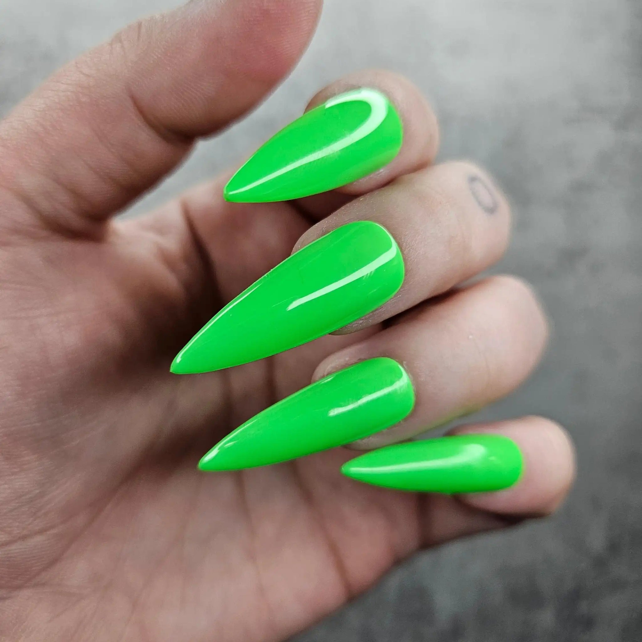 Green Neon Glossy Handmade Press on Nails - Luxury Reusable Fingernails