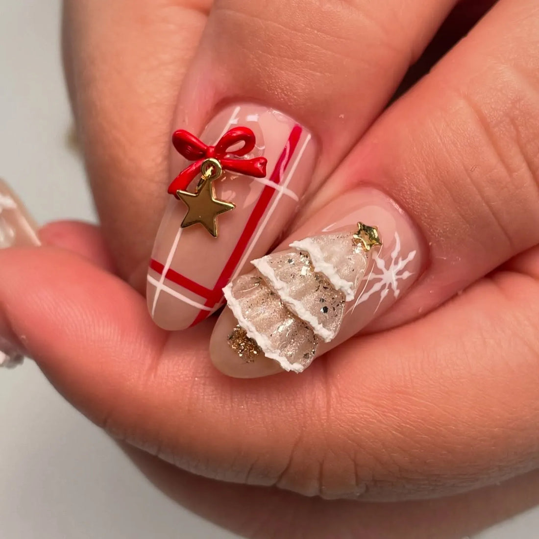 Handmade 3D Santa Snowman Candy Cane Christmas Holiday Press on Nails T99