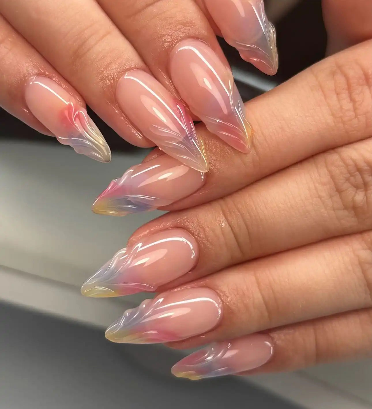 Handmade Colorful 3D French Dream Press on Nails F44