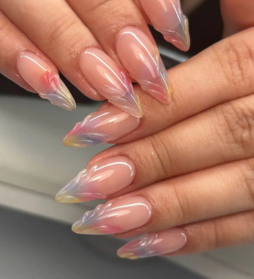 Handmade Colorful 3D French Dream Press on Nails F44