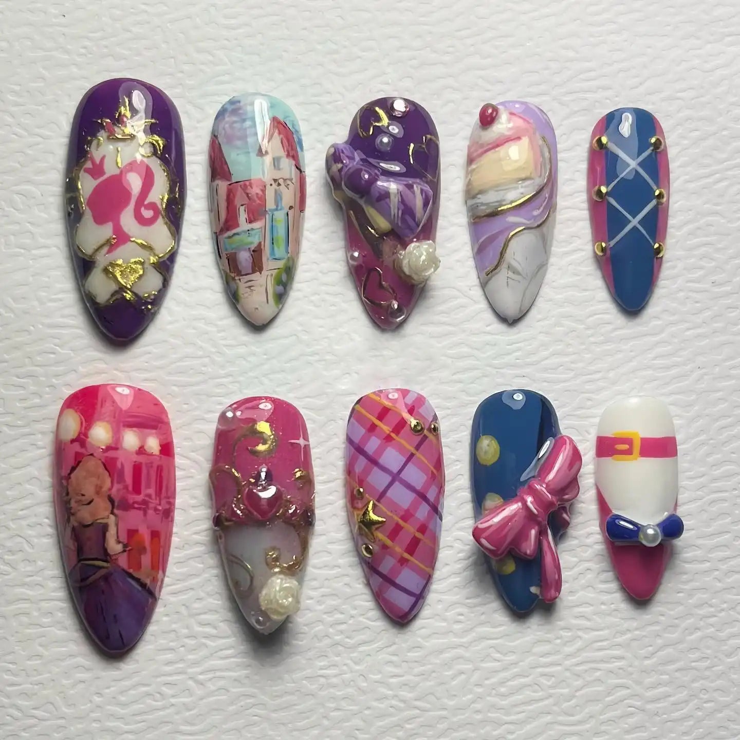 Handmade Fun Cartoon Movie Kawaii Cute Sweet Press on Nails D78