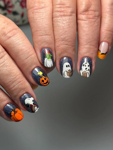 Handmade Cute Pumpkin Sheet Ghost Press on Nails QC0