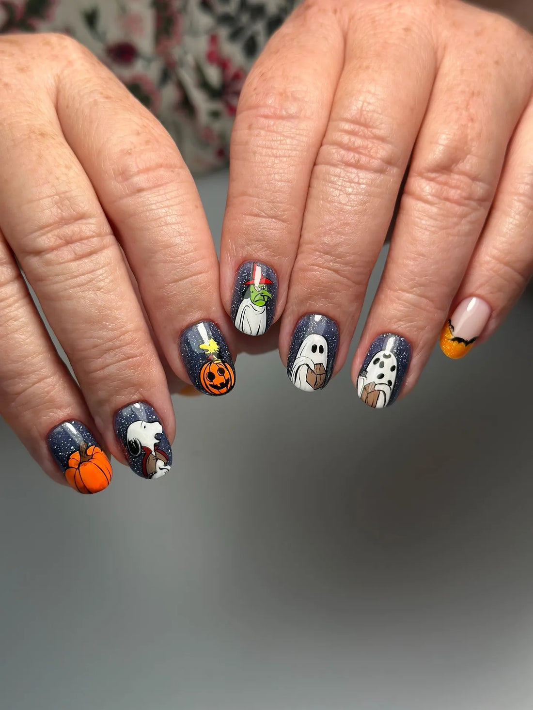 Handmade Cute Pumpkin Sheet Ghost Press on Nails QC0