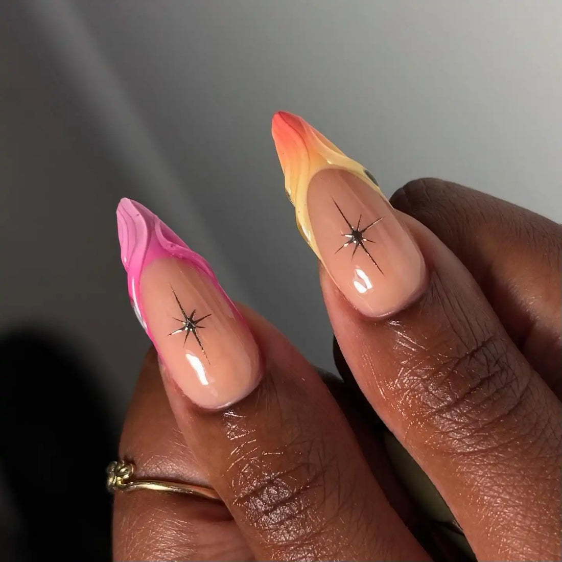 Handmade Summer Colorful Gradient and Shell Design Press on Nails S18