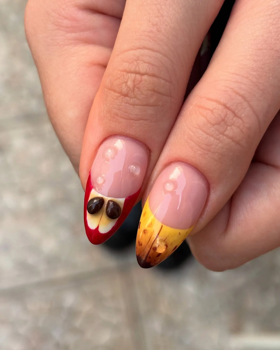 Handmade Tropical Fruit 3D Flower Mismatched Summer Press on Nails B94