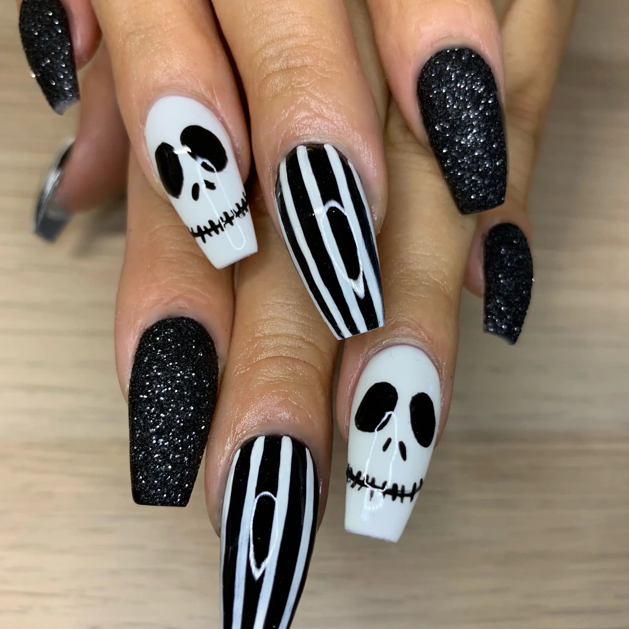 Jack Nightmare Before Christmas Inspired Press On Nails - Spooky Gothic Halloween Fingernails