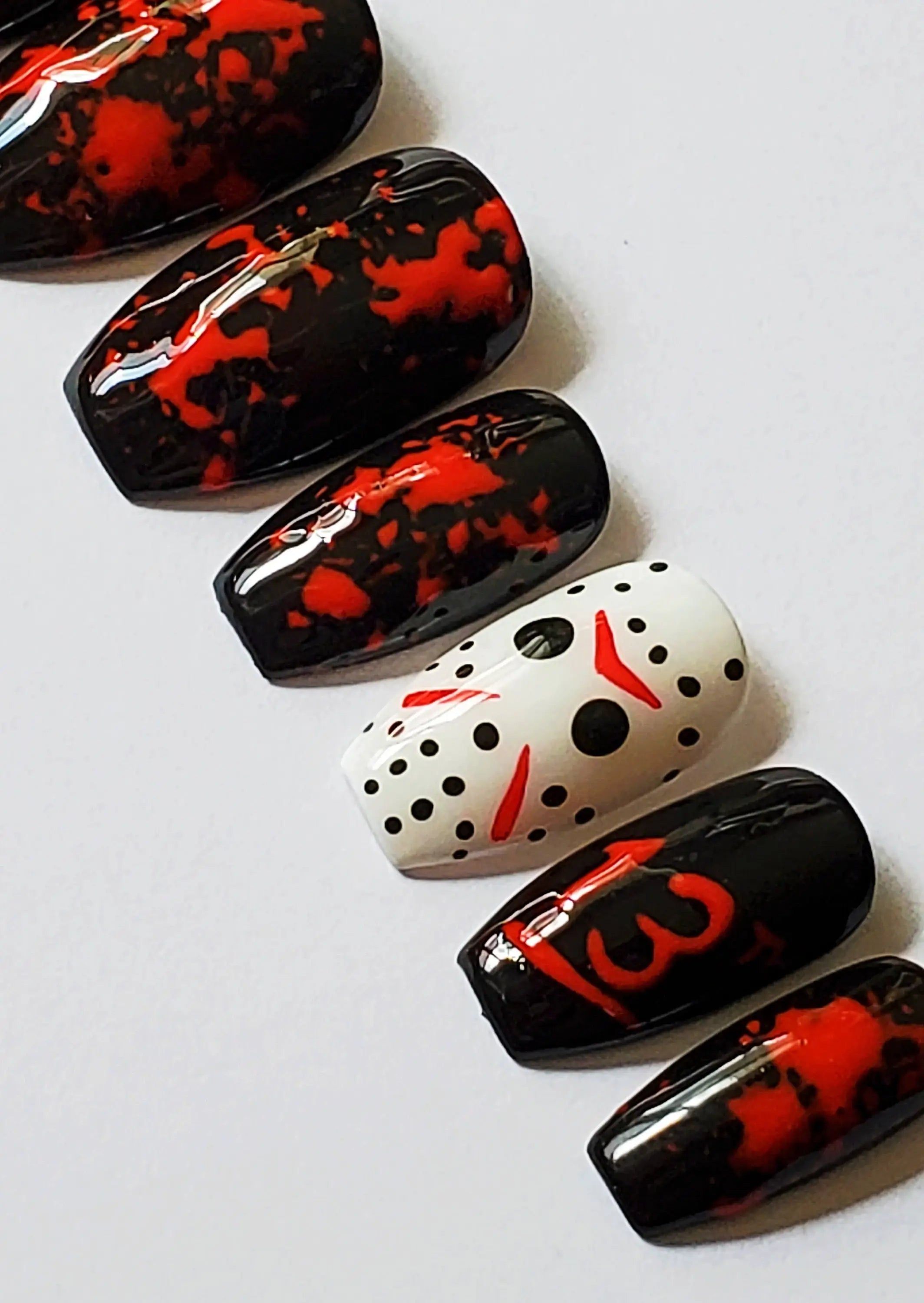 Retro Halloween shops Mask Inspired Hand-painted Press-on Nails