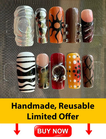 Jean Paul Gaultier Collection Inspired Press on Nails - Handmade Reusable Fake Nails